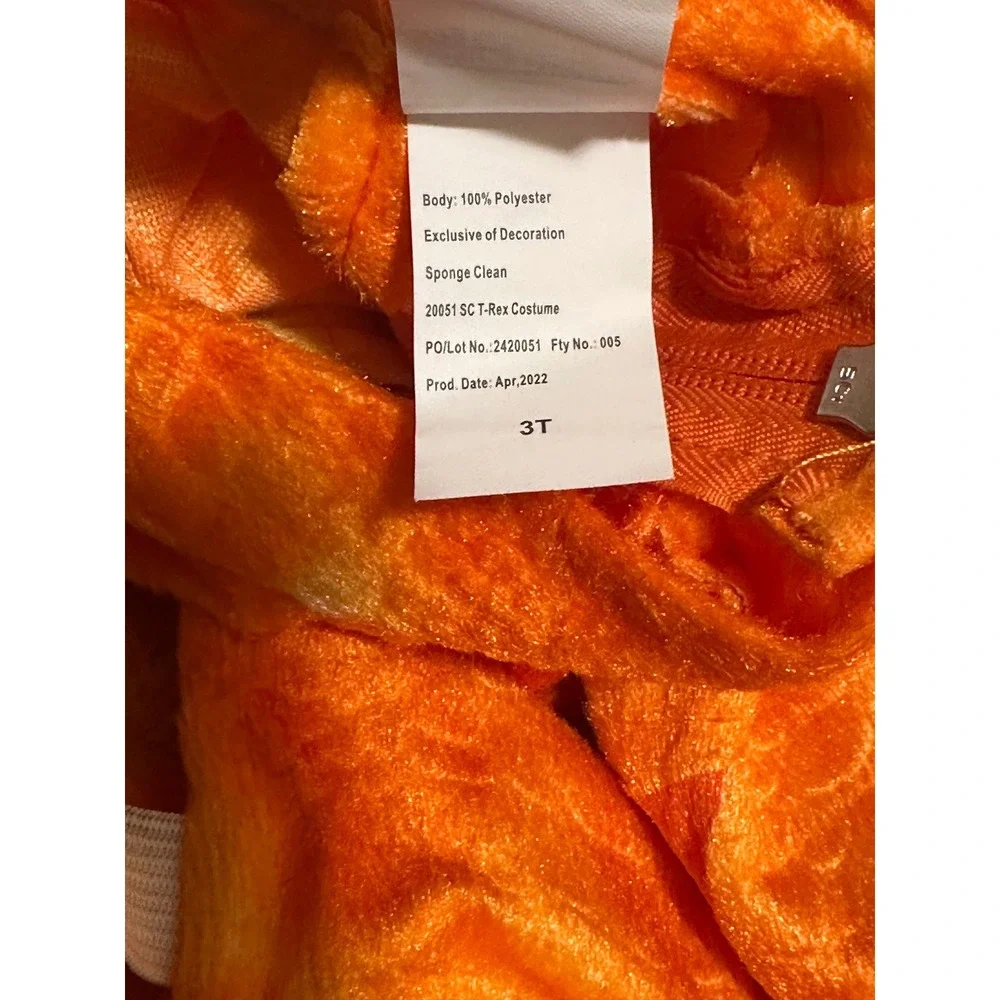Spooktacular Creations Orange T-Rex Dinosaur Costume Toddler 3T Halloween
